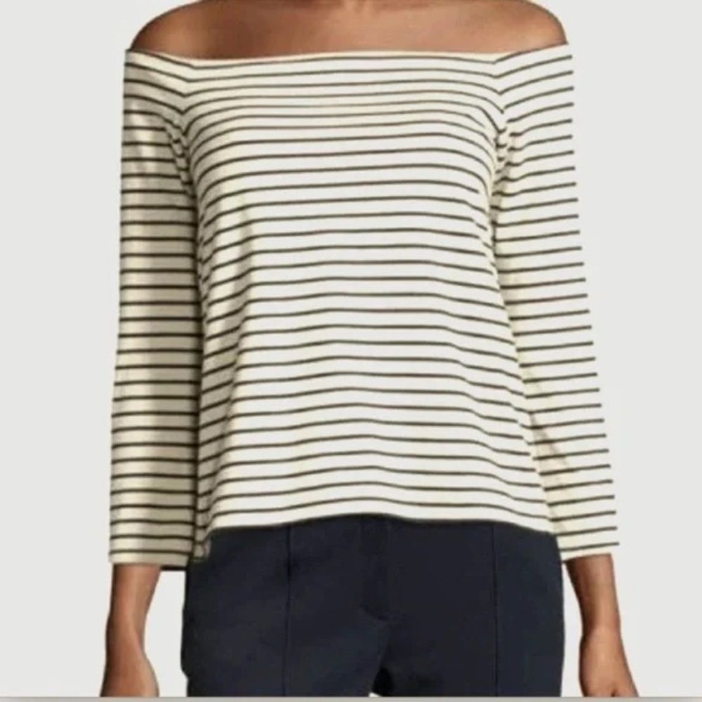 Theory Aprine Stripe Off Shoulder Top S
